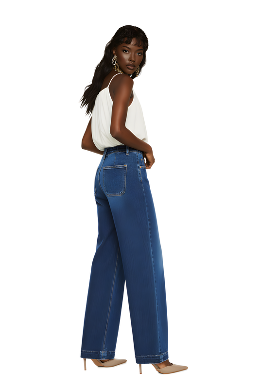 Risen Jeans | Mid Rise Wide Leg Jeans With Front Seam Detail