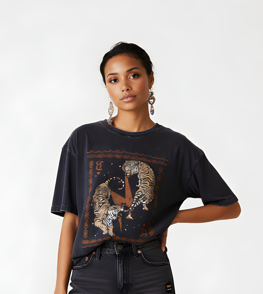 ZUTTER | Vintage Tigers Boho Frame Graphic Top
